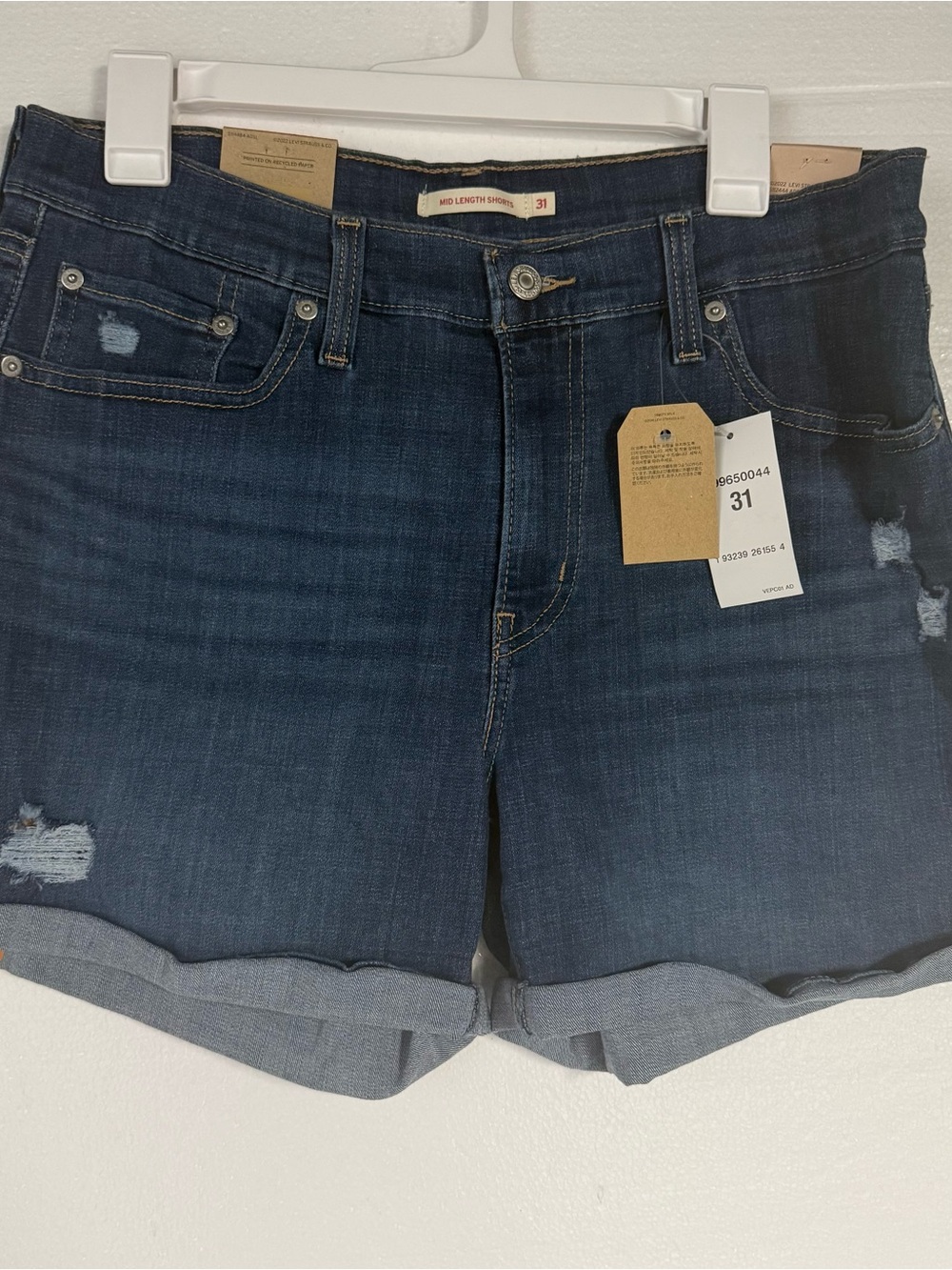 Levi’s Women Denim Jeans Shorts Size 31 Distressed Cuffed Faded Dark Wash Mid